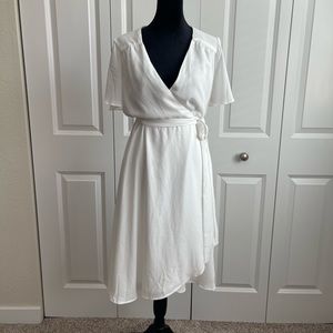 Lulus White Wrap Midi Dress